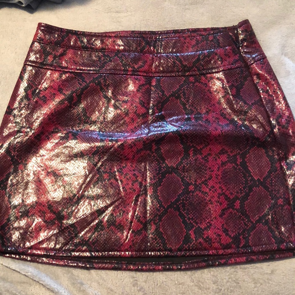 Red snake skin mini skirt